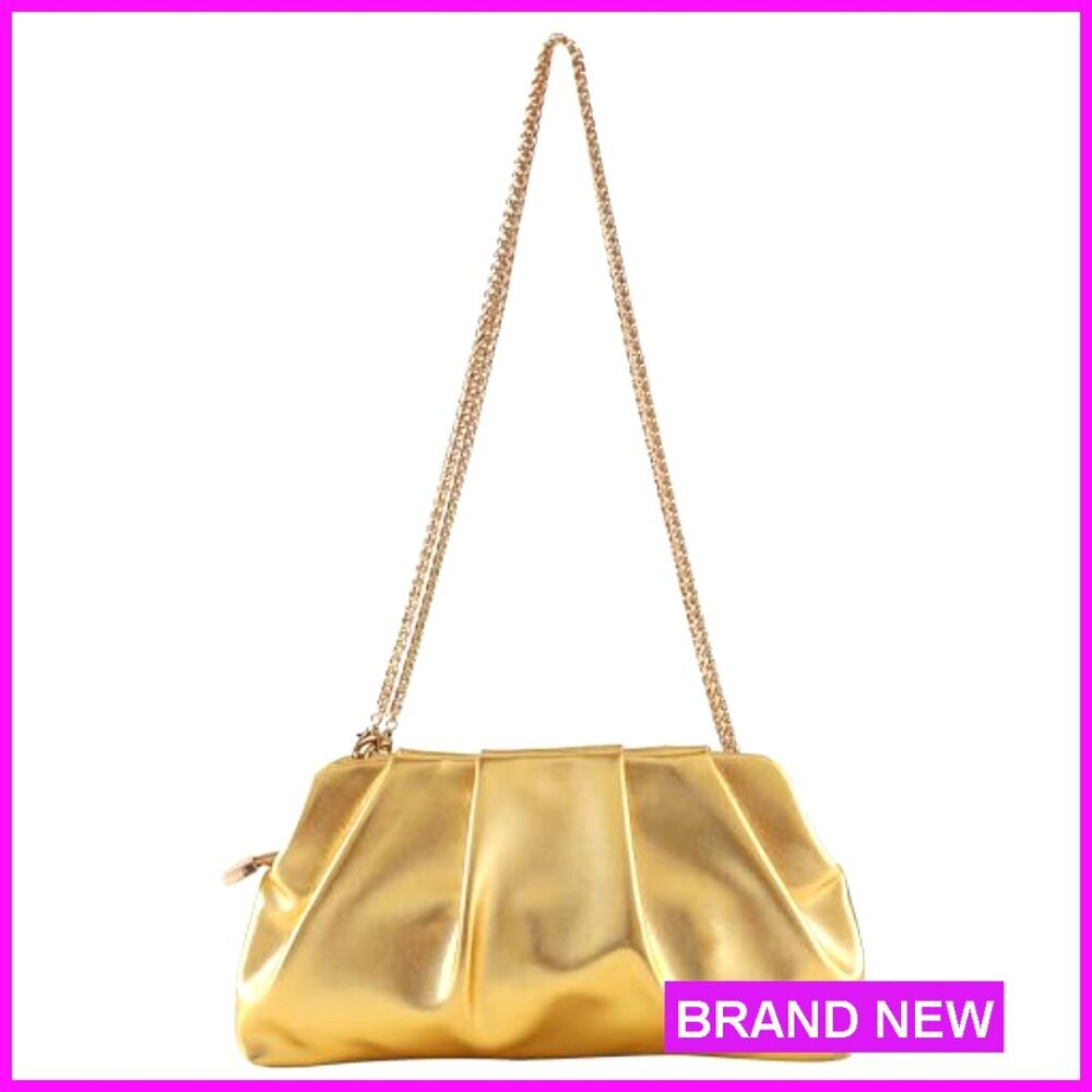 Ruched Clutch Purse with Detachable Chain Strap Crossbody Evening Bag - Picture 6 of 6